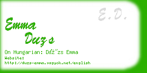 emma duzs business card